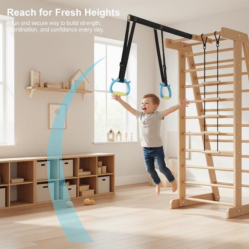Gymnastic Bar Home - مجموعة قضبان أفقية وحلقات للجمباز للأطفال