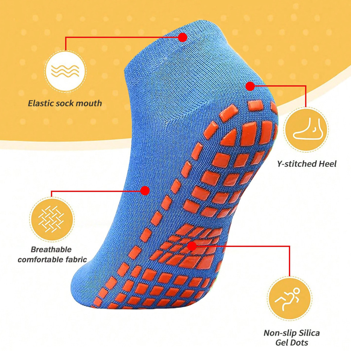 1/4 زوج من الجوارب السيليكونية - مراجعة Trampoline Park Sock وسعره